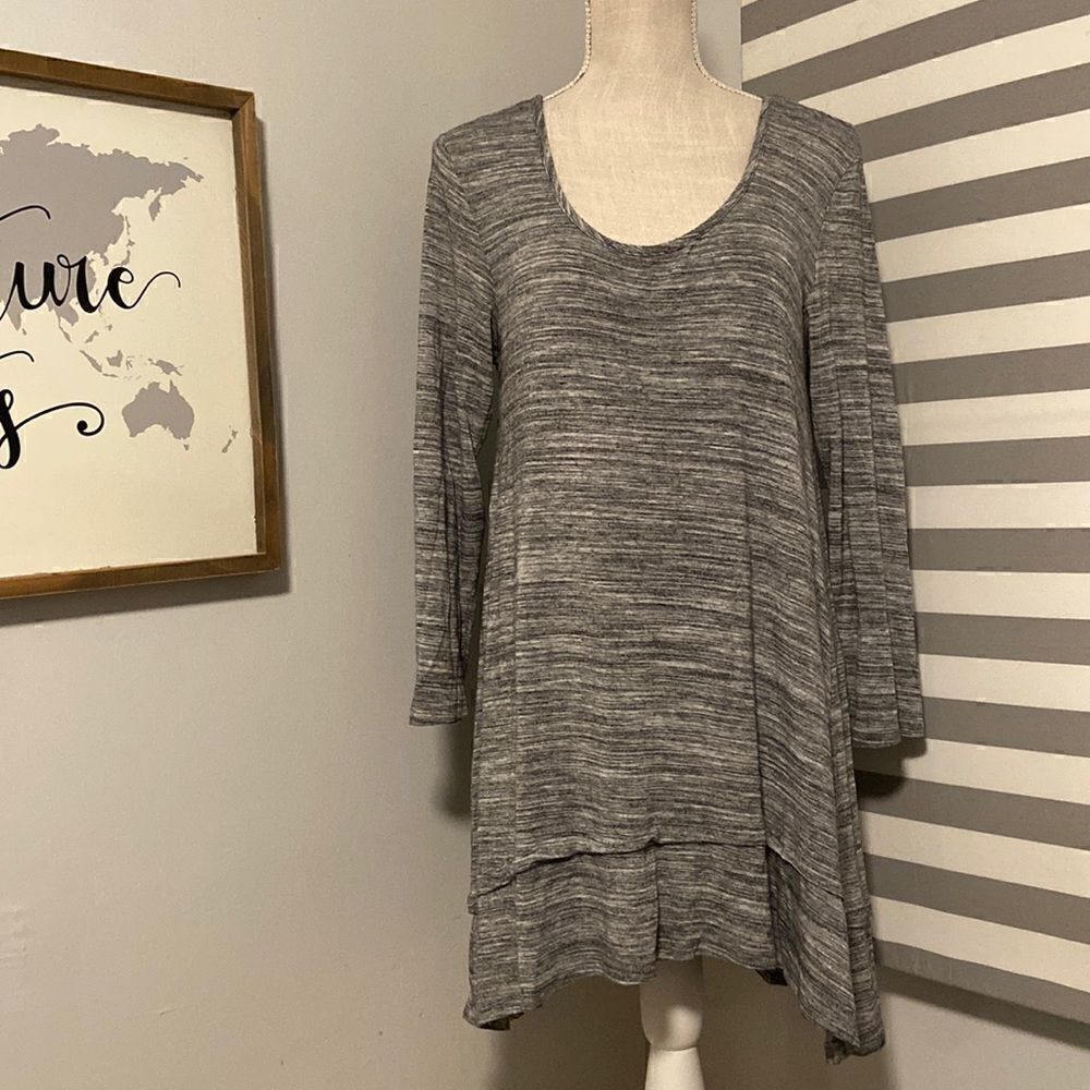Soft Surroundings Heather Gray Lightweight Knit Tunic Blouse Size Medium